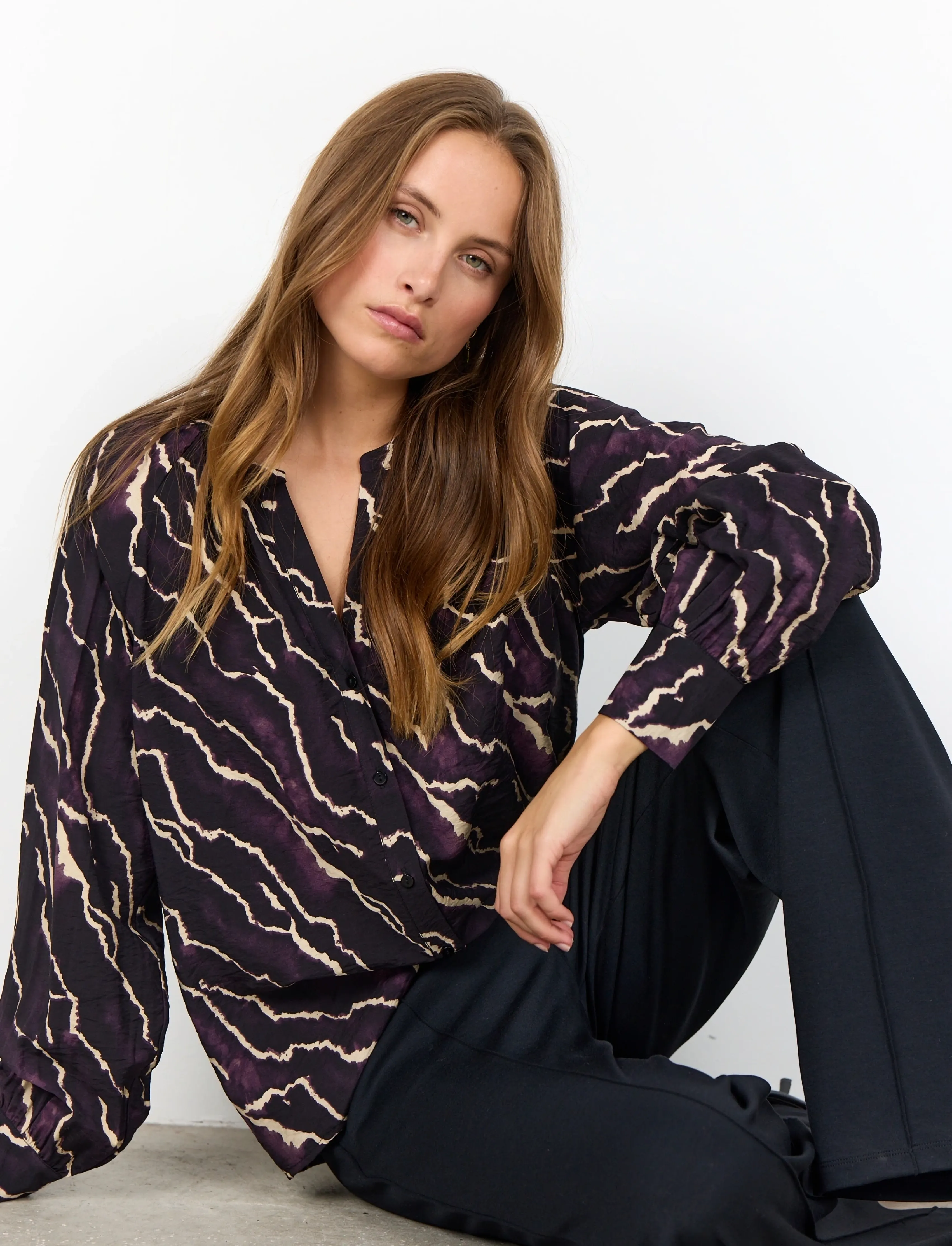 Soyaconcept SC-ANYA - Blūzes un krekli - 5120C PLUM PERFECT COMBI / black