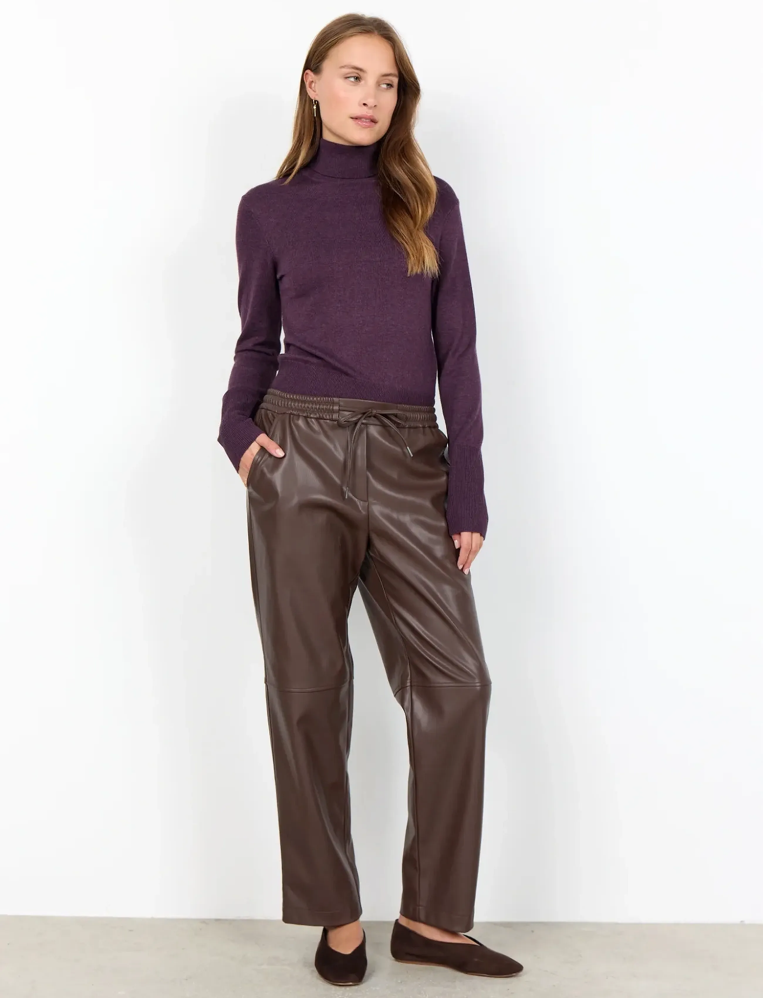 Soyaconcept SC-BECKIE - Læderbukser - 8694 HOT FUDGE / brown