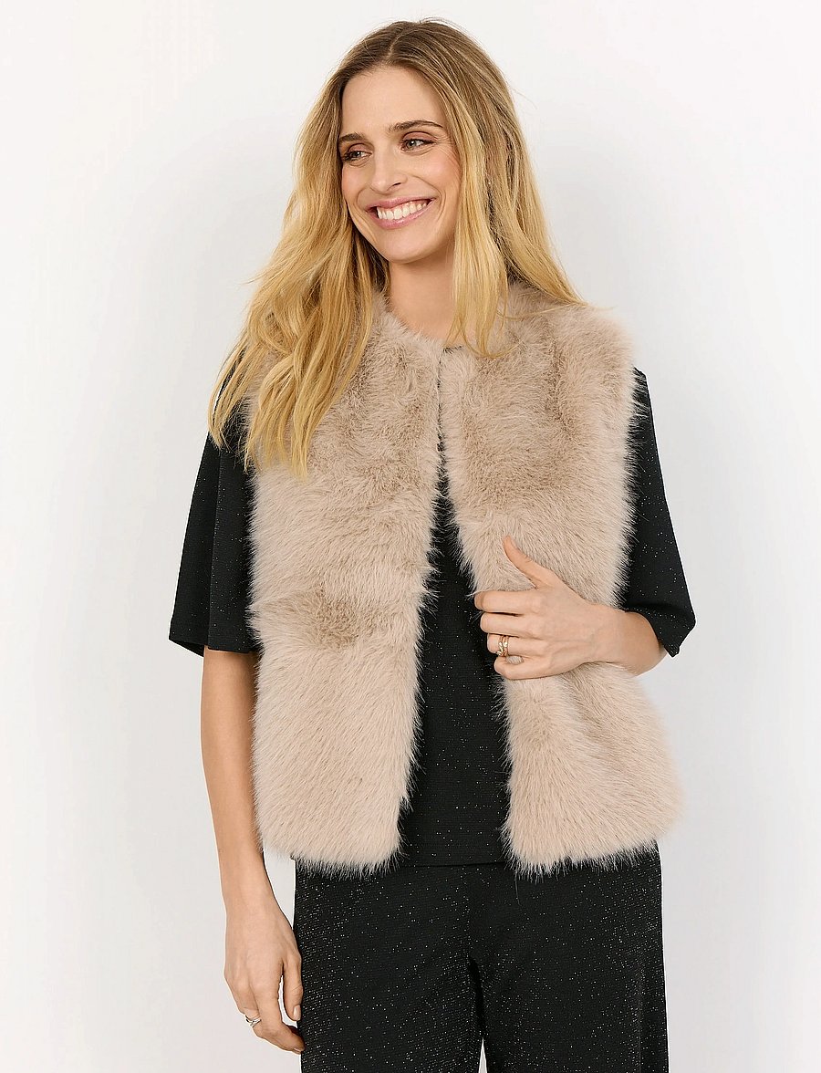 Soyaconcept - SC-NAIDA - faux fur jakker - 1620 cream - 0