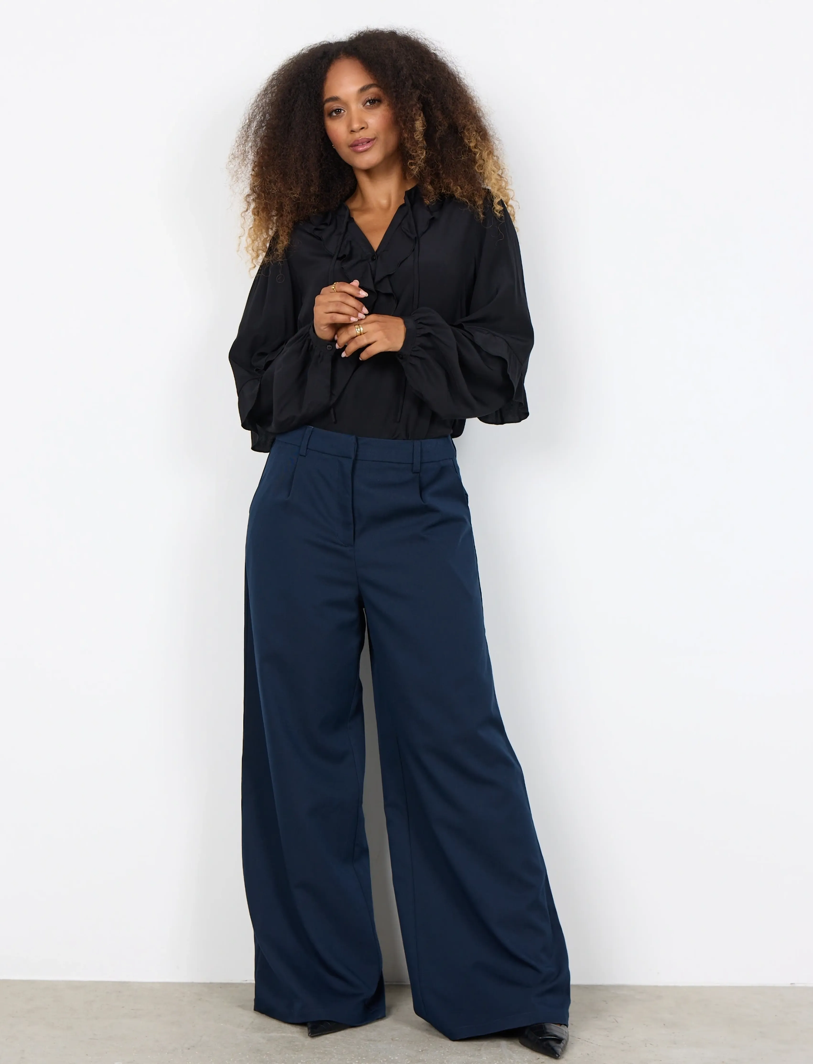 Soyaconcept Sc-Beth, 40, Trousers, Marineblau - Wide Leg, Frauen