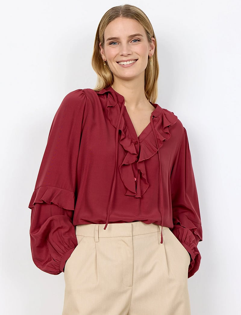 Soyaconcept - SC-BARBEL - langærmede bluser - 4470 dk. red - 0