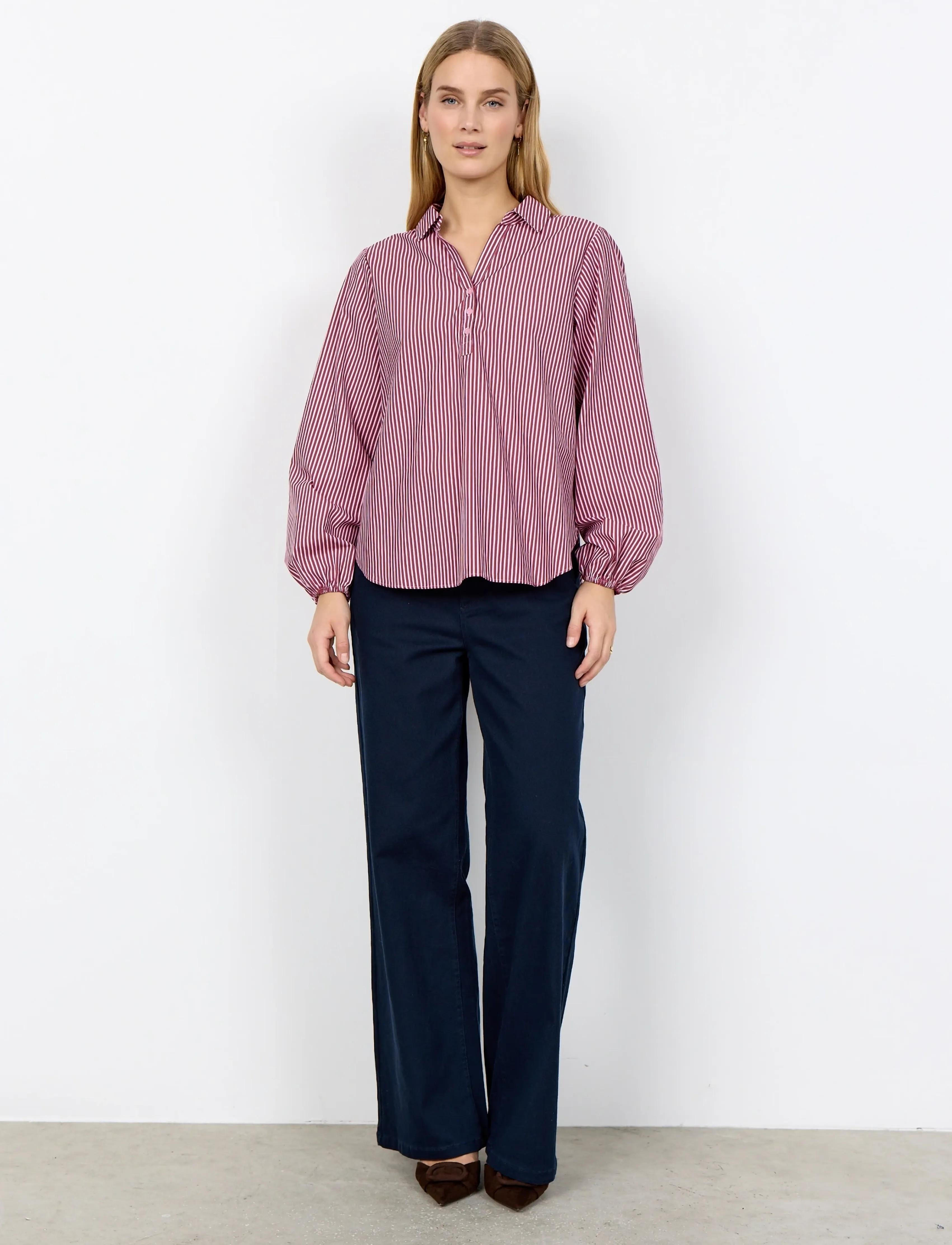 Soyaconcept - SC-BELINDA - pikkade varrukatega särgid - 4470c dk. red combi - 3