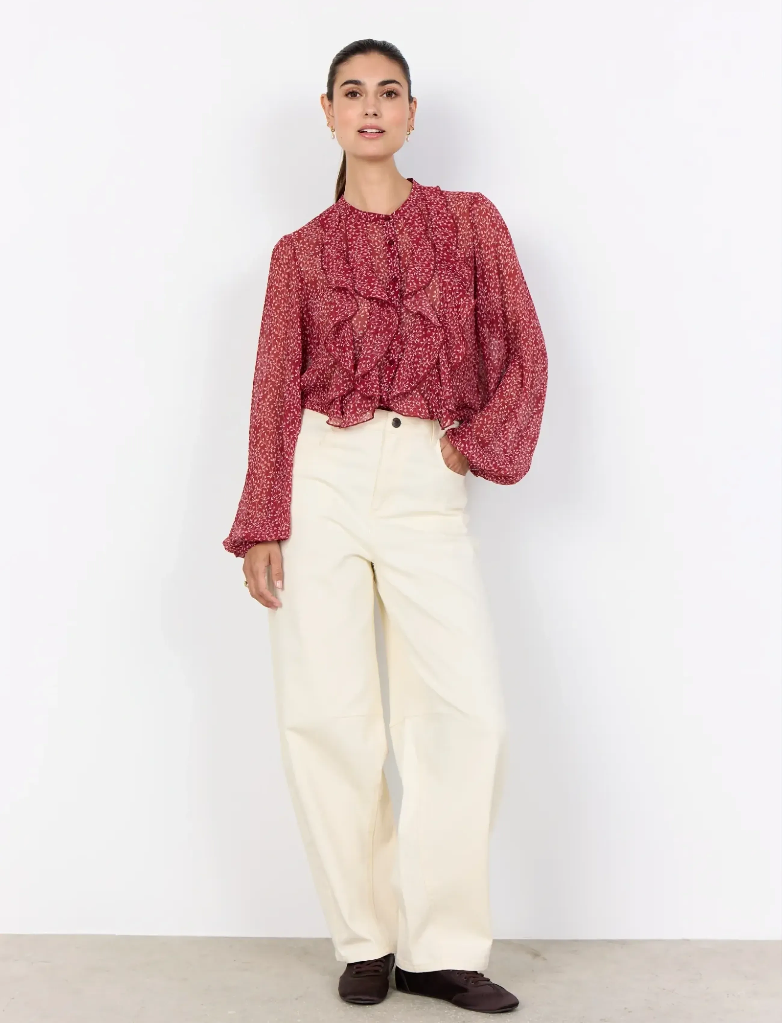 Soyaconcept - SC-BEBBIE - blūzes ar garām piedurknēm - 4470c dk. red combi - 3