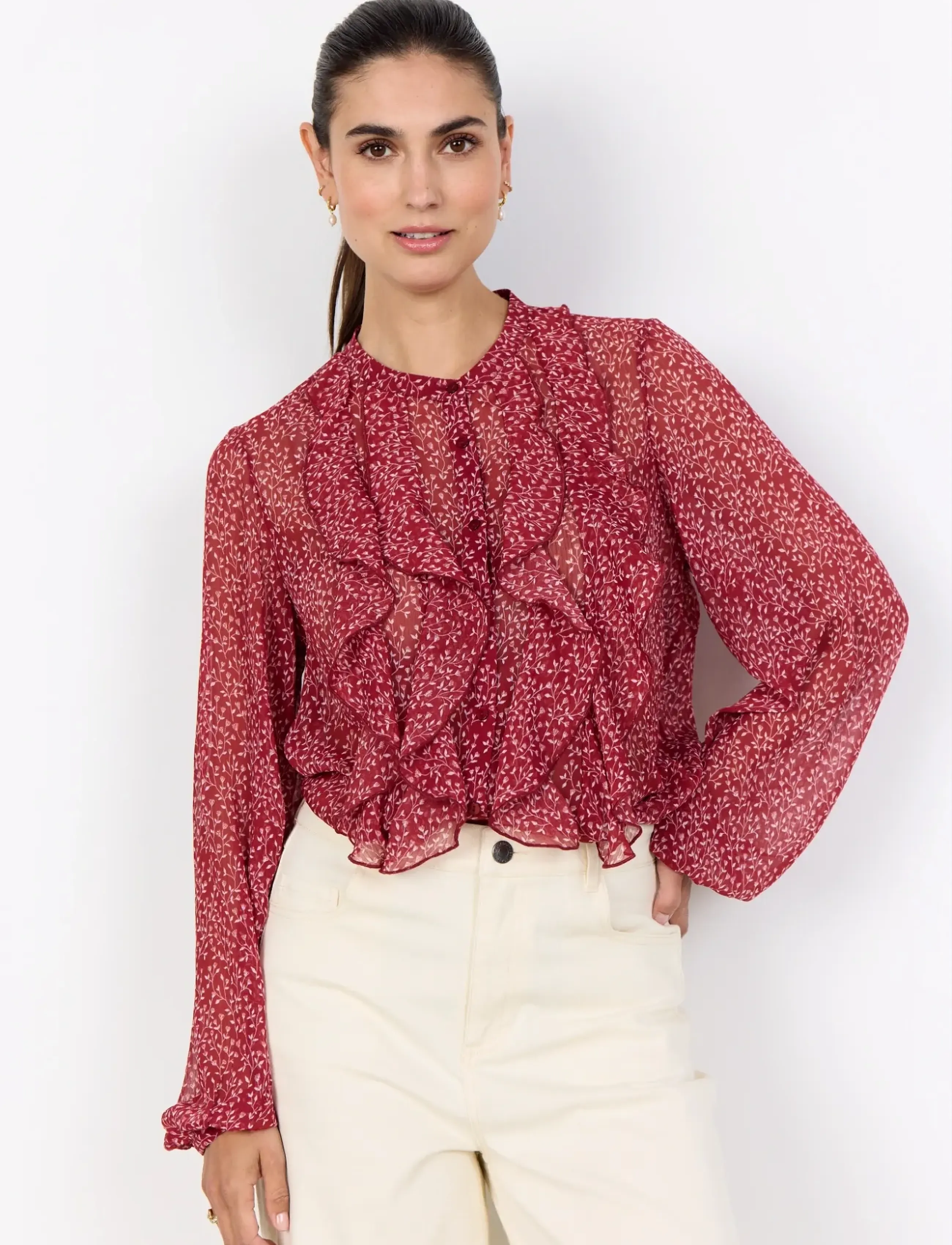 Soyaconcept - SC-BEBBIE - blūzes ar garām piedurknēm - 4470c dk. red combi - 4