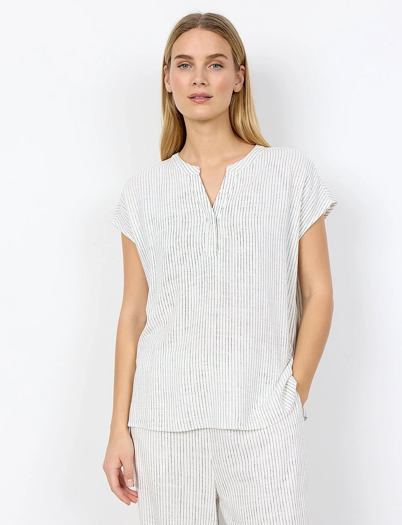 Soyaconcept - SC-CANNIE - kortærmede bluser - 1100 offwhite combi - 0