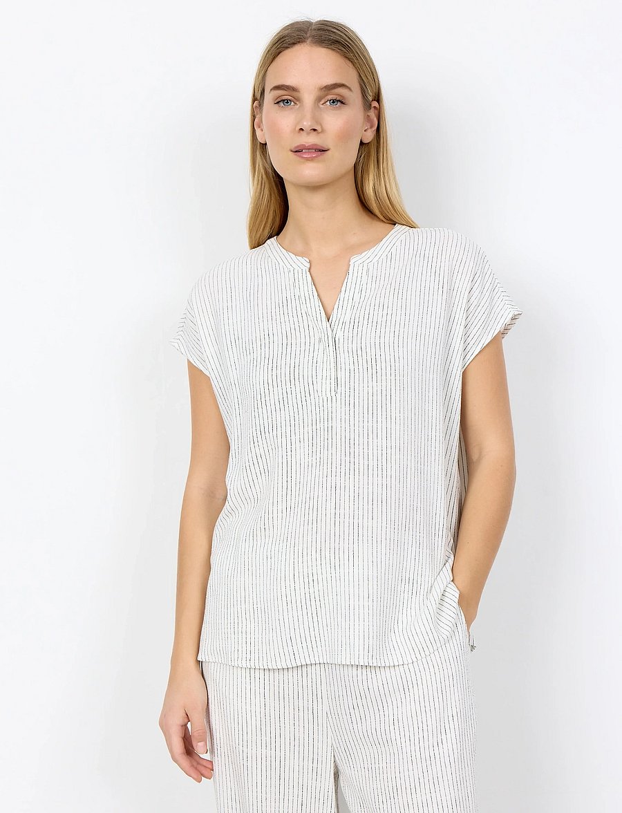 Soyaconcept - SC-CANNIE - kurzärmelige blusen - 1100 offwhite combi - 0