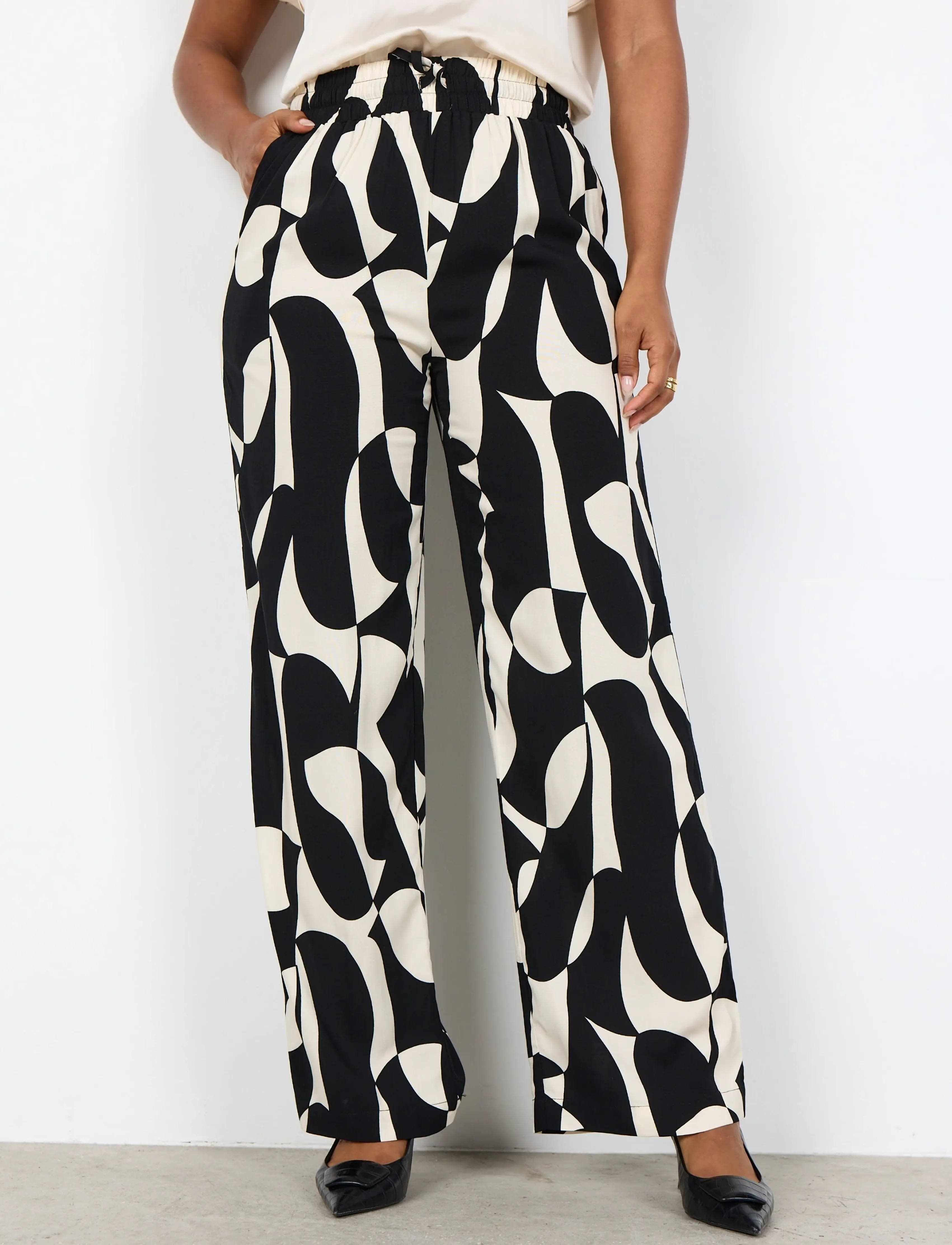 Soyaconcept - SC-CHANISE - plačios kelnės - 9999 black combi - 3