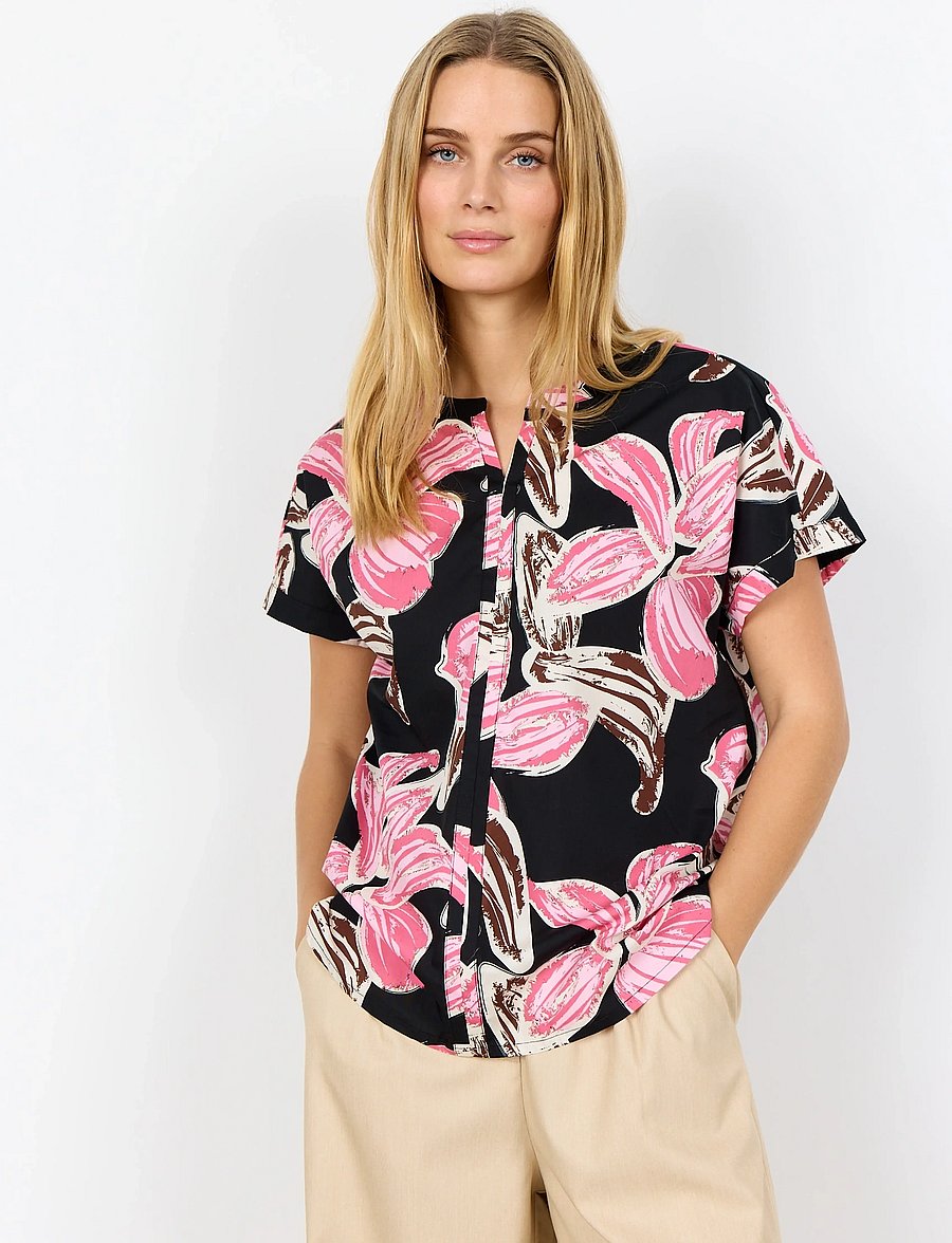Soyaconcept - SC-CARALINA - kortärmade blusar - 4390 rapture rose combi - 0