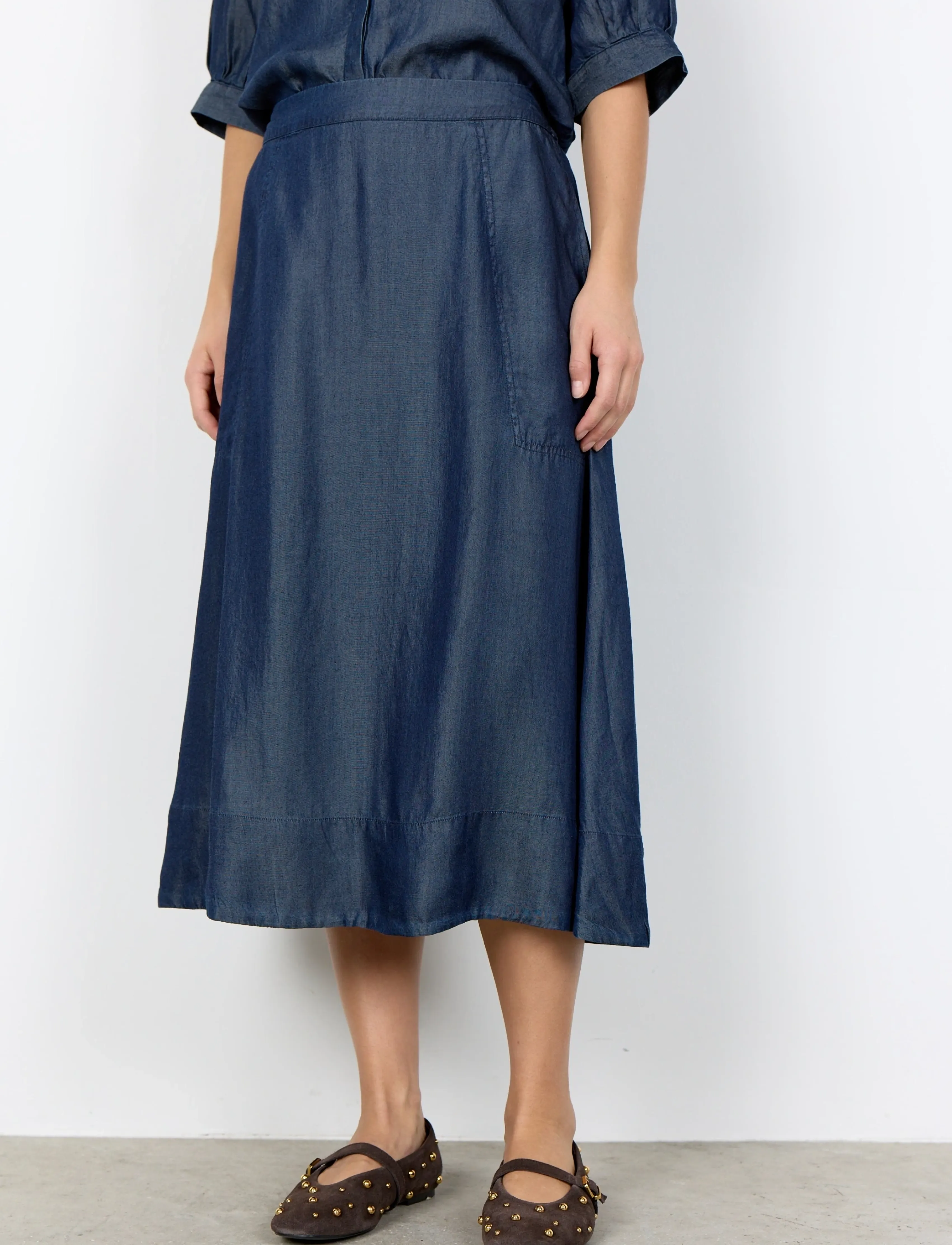 Soyaconcept - SC-LIV - midi rokken - 2440 raw blue denim - 3