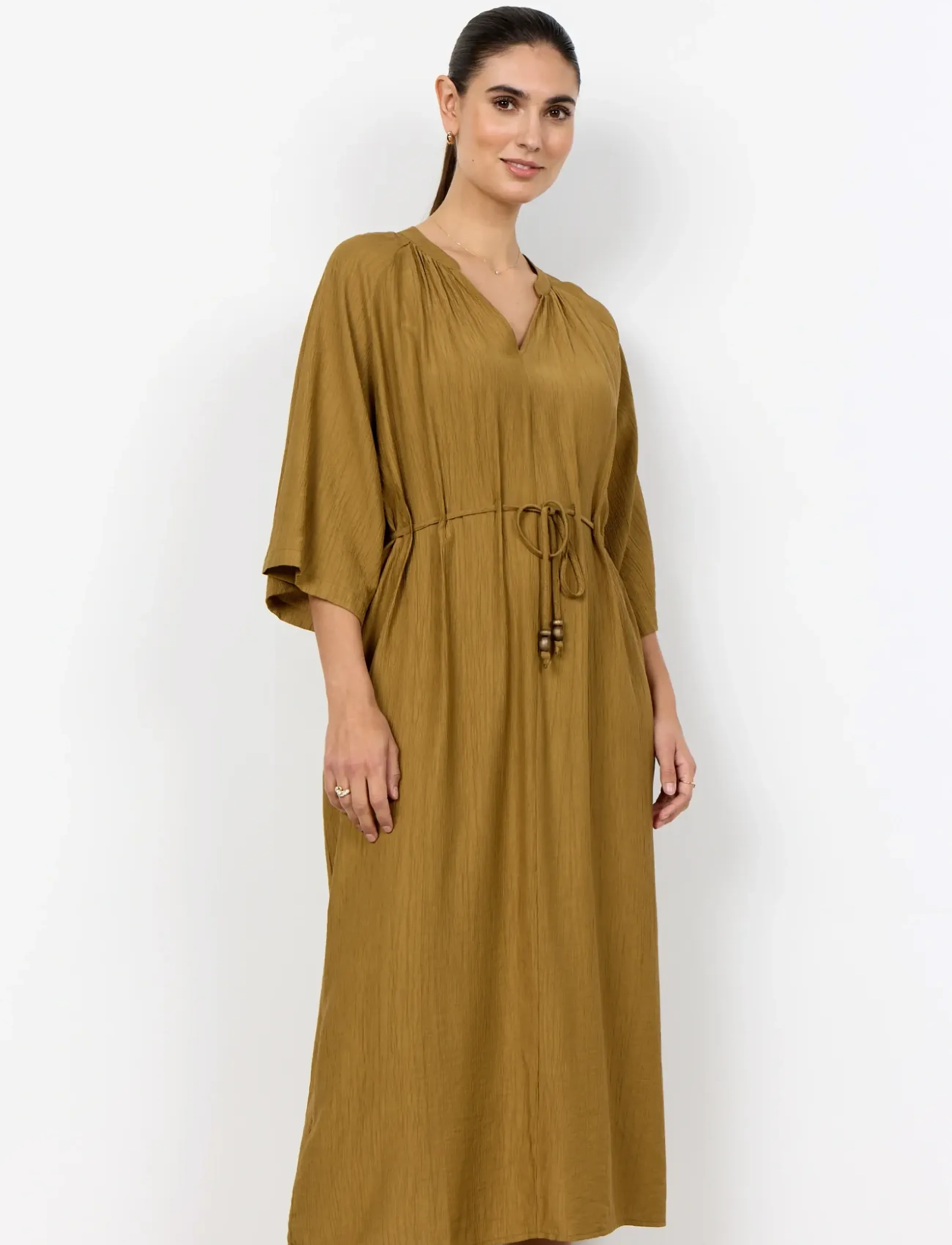Soyaconcept Sc-Fabrina, Kvinder, Kaftan Kjole Med Snøre, Kakigrøn, Str: XXL