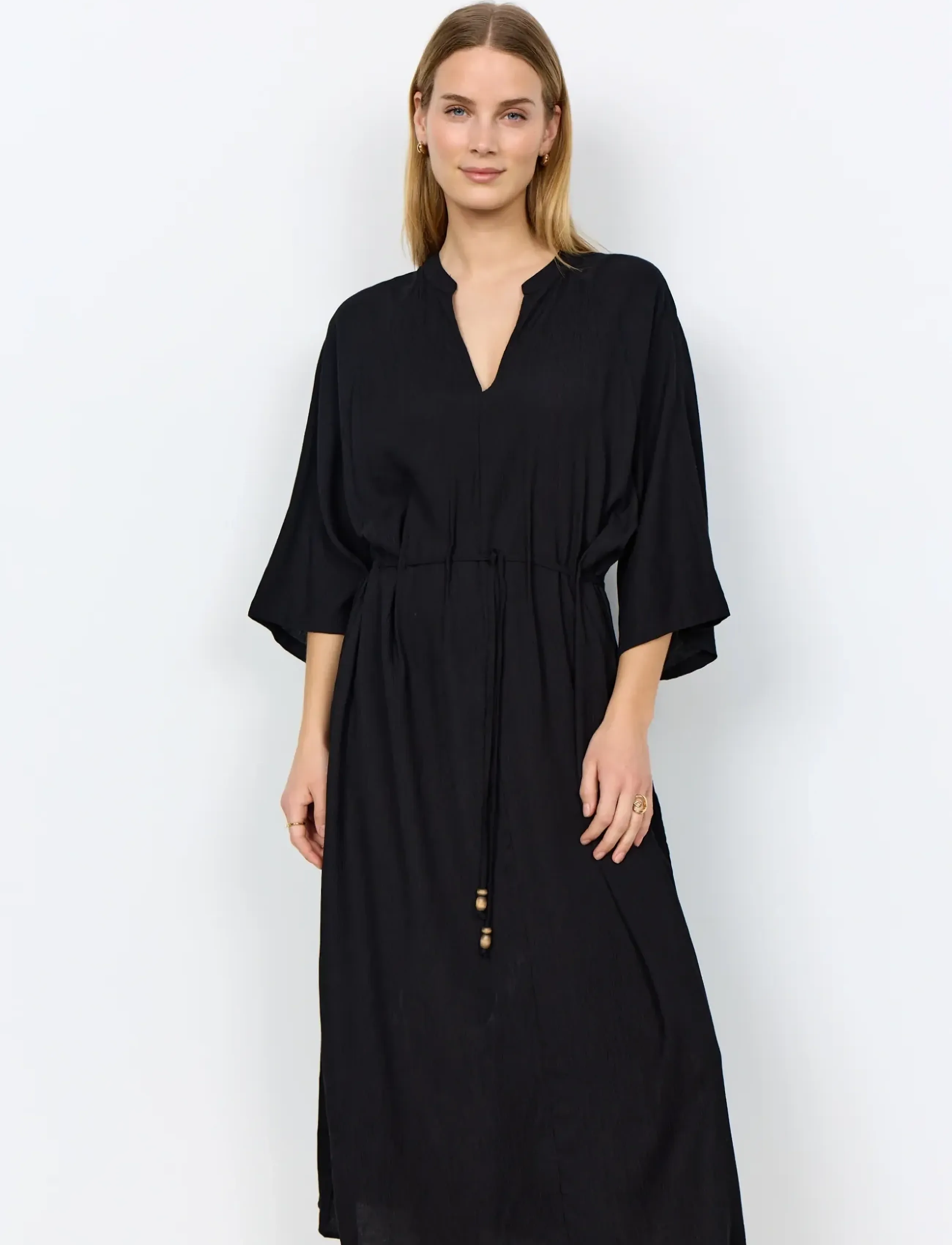 Soyaconcept Sc-Fabrina, Kvinder, Kaftan Kjole Med Snøre, Sort, Str: L