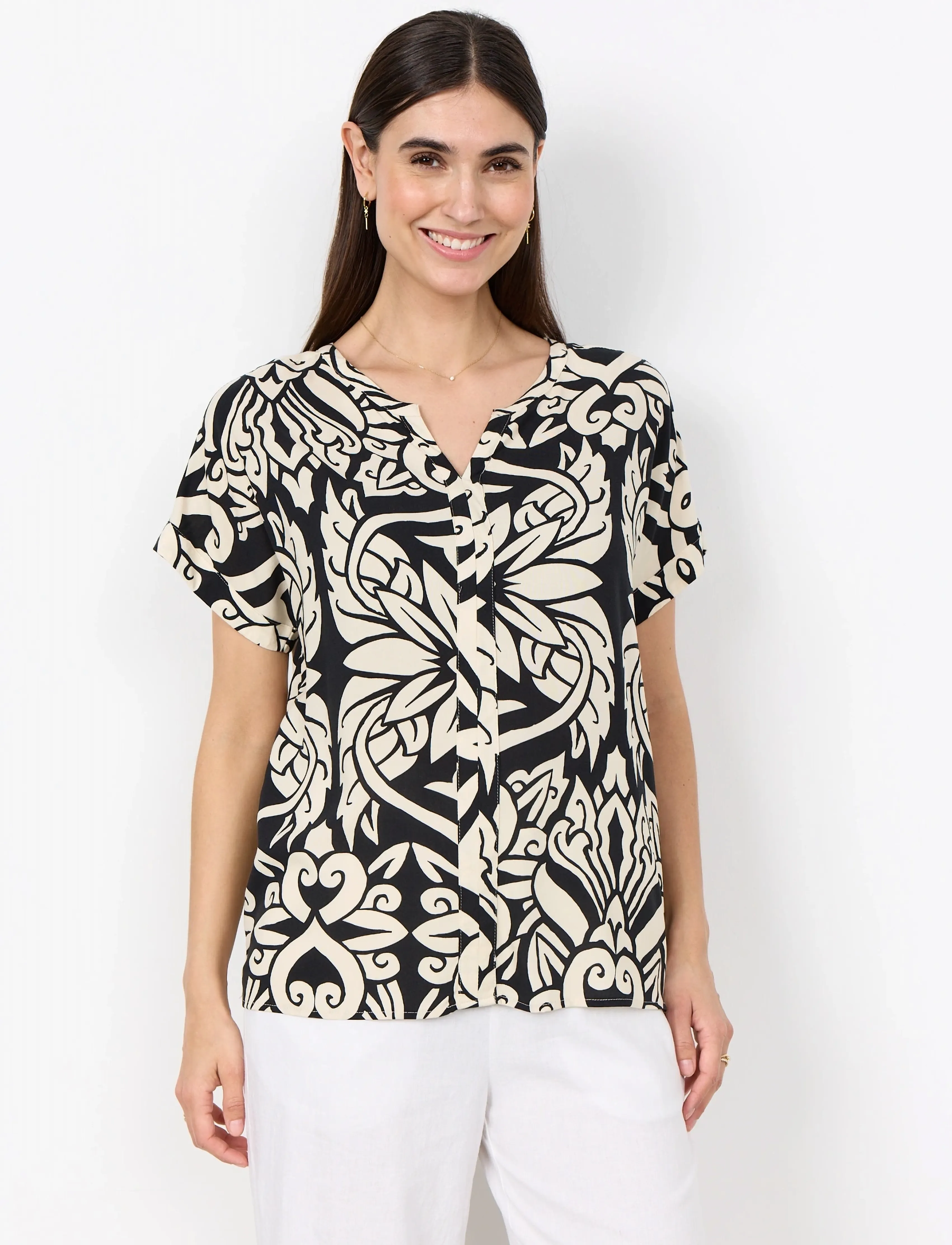 Soyaconcept SC-FELONE - Short-sleeved blouses - 9999 BLACK COMBI / black