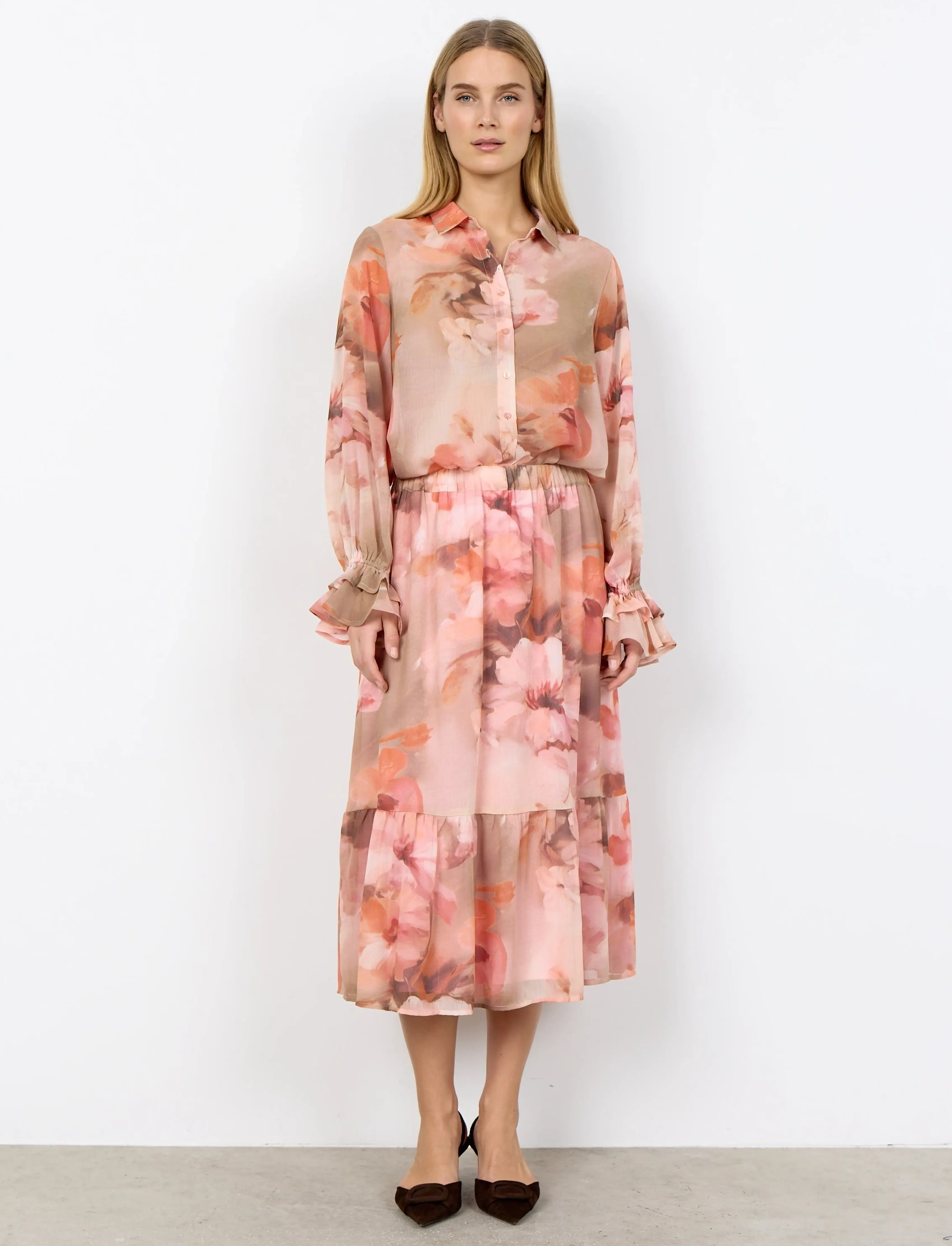 Soyaconcept Sc-Carmen, Kvinder, Blomstret Flæsenederdel, Multi/mønstret, Str: S