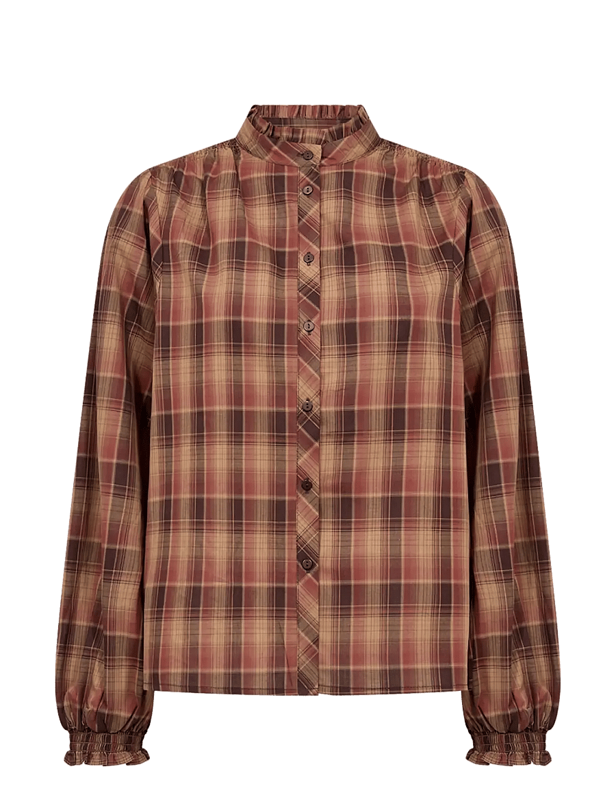 Soyaconcept - SC-HALEMA YD - långärmade skjortor - 4495c madder brown combi - 1