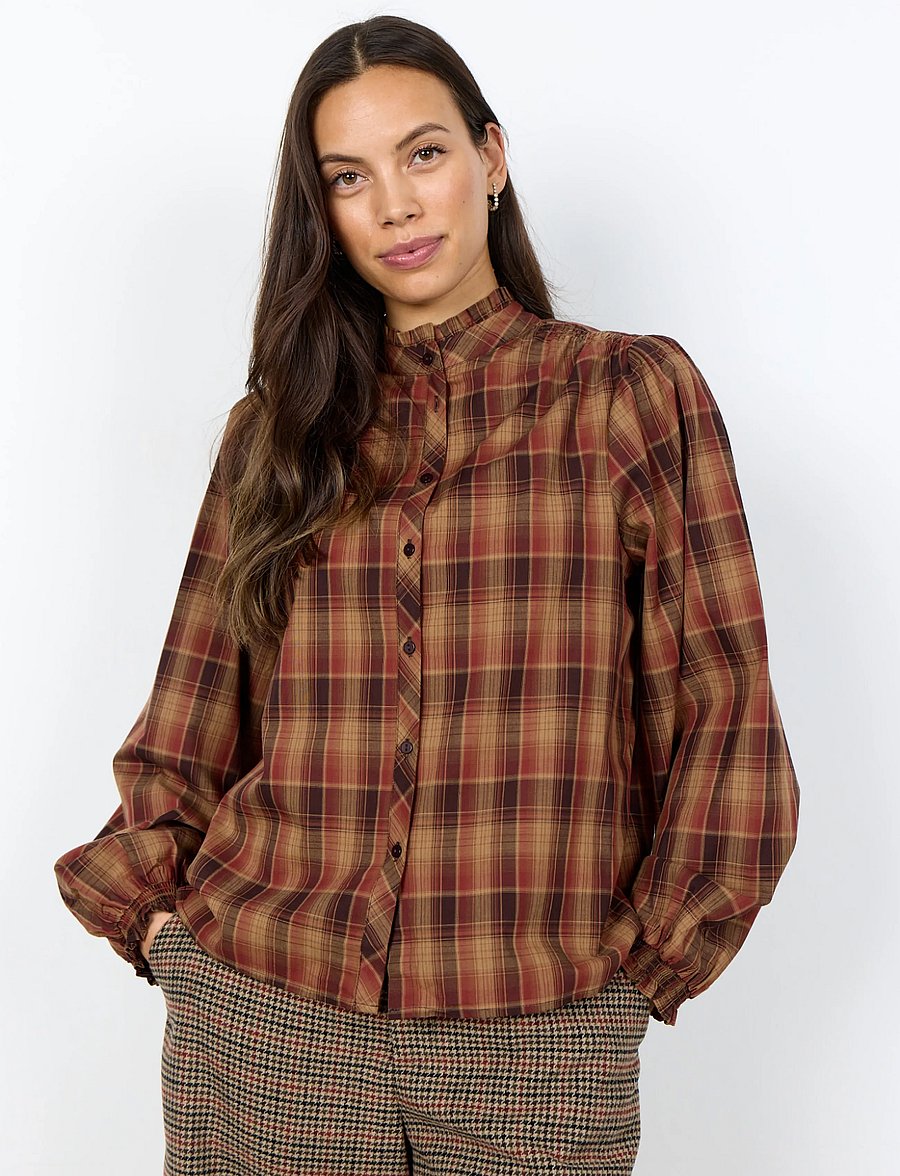 Soyaconcept - SC-HALEMA YD - långärmade skjortor - 4495c madder brown combi - 0