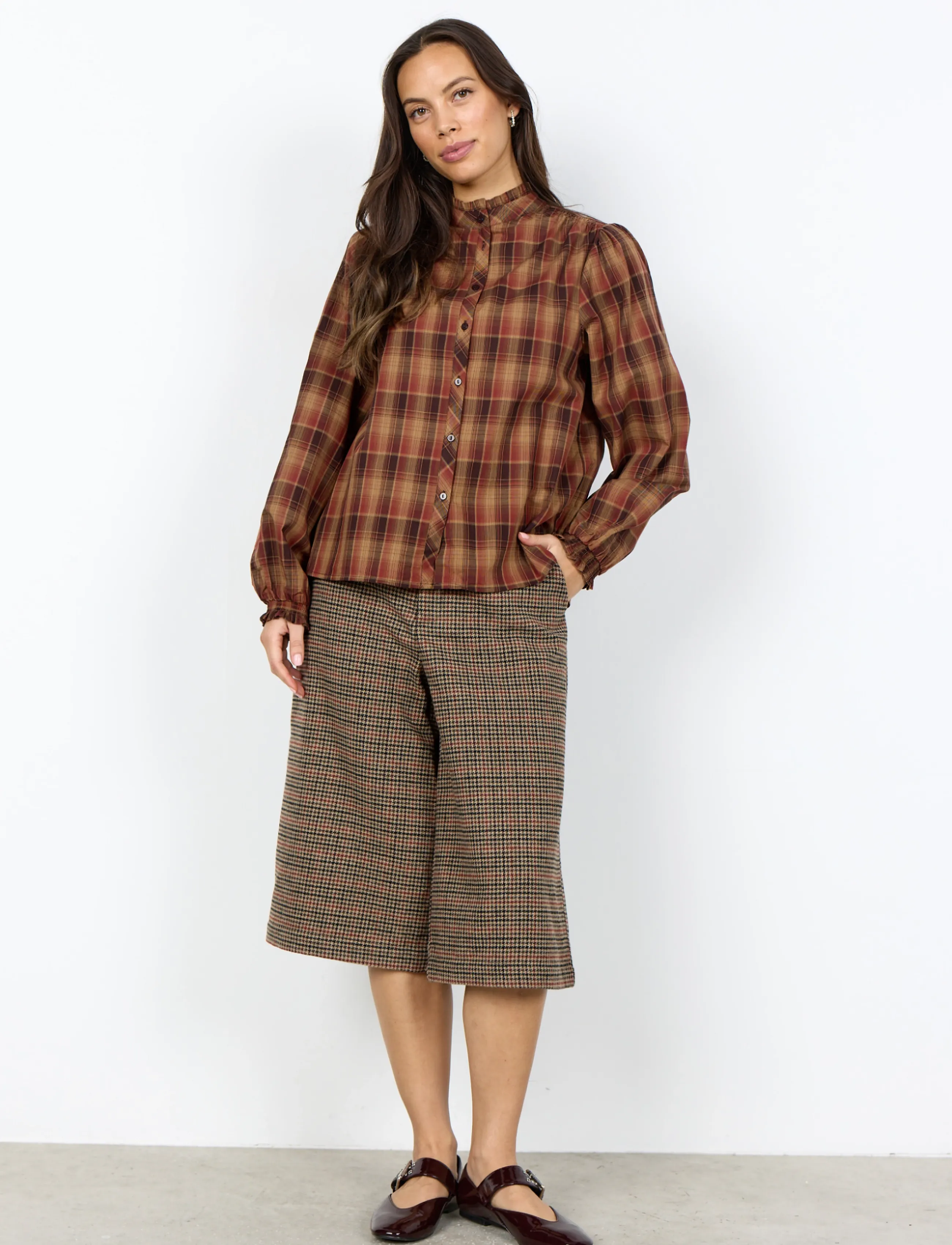 Soyaconcept - SC-HALEMA YD - långärmade skjortor - 4495c madder brown combi - 4