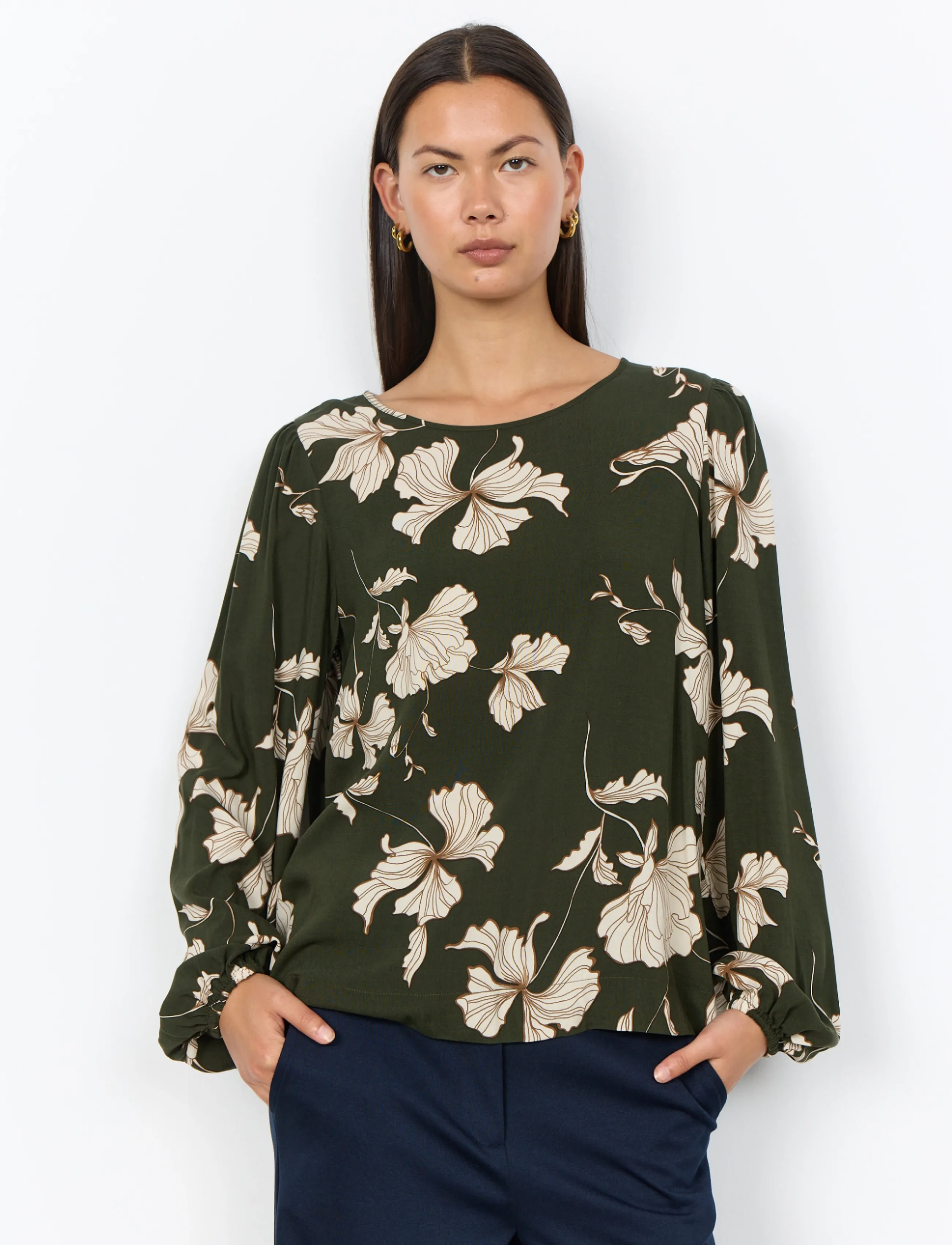 Soyaconcept SC-HAMIDA AOP - Langærmede bluser - 7974 FOREST NIGHT COMBI / khaki/green