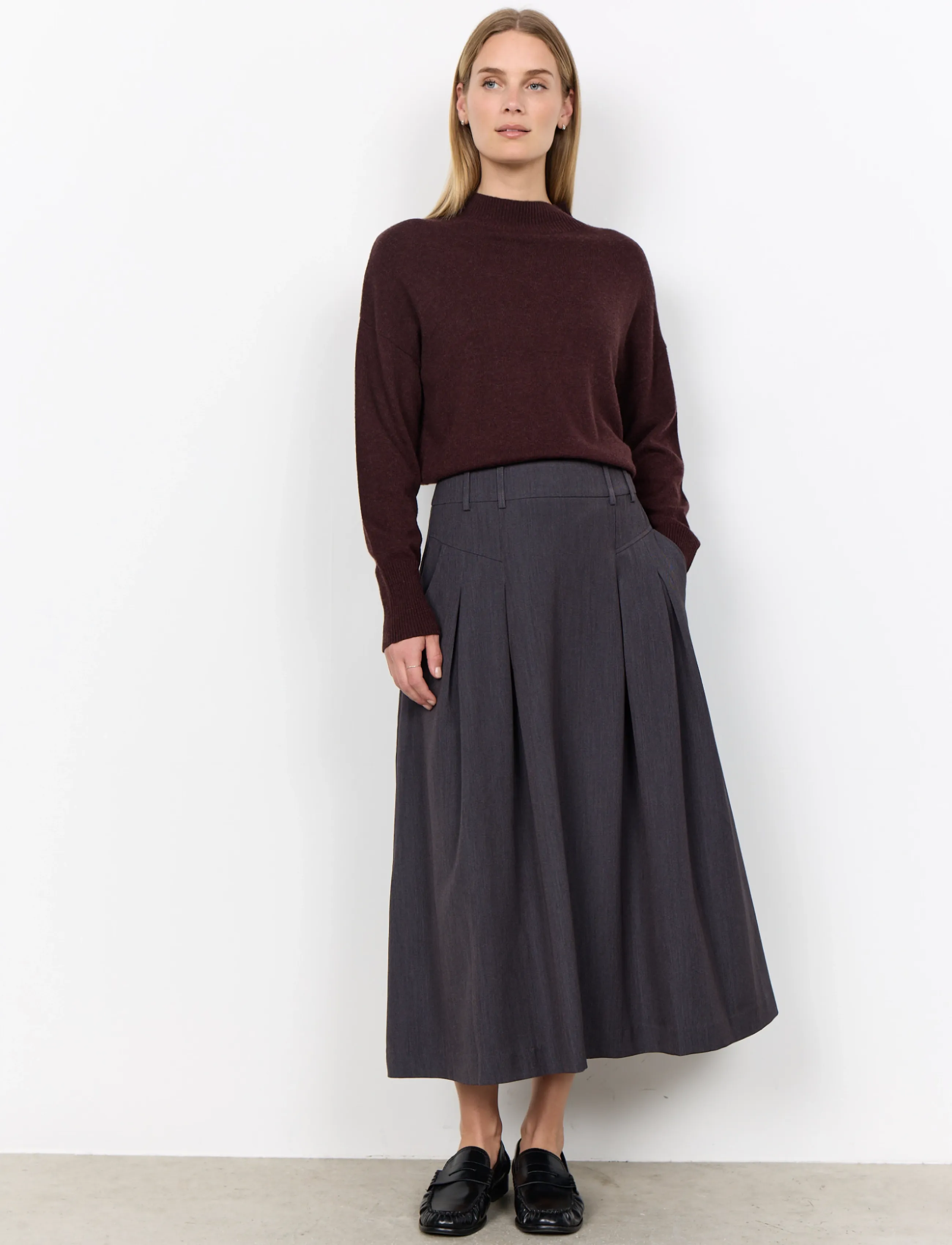 Soyaconcept SC-ANN - Midi nederdele - 99870 DARK EARTH MELANGE / grey