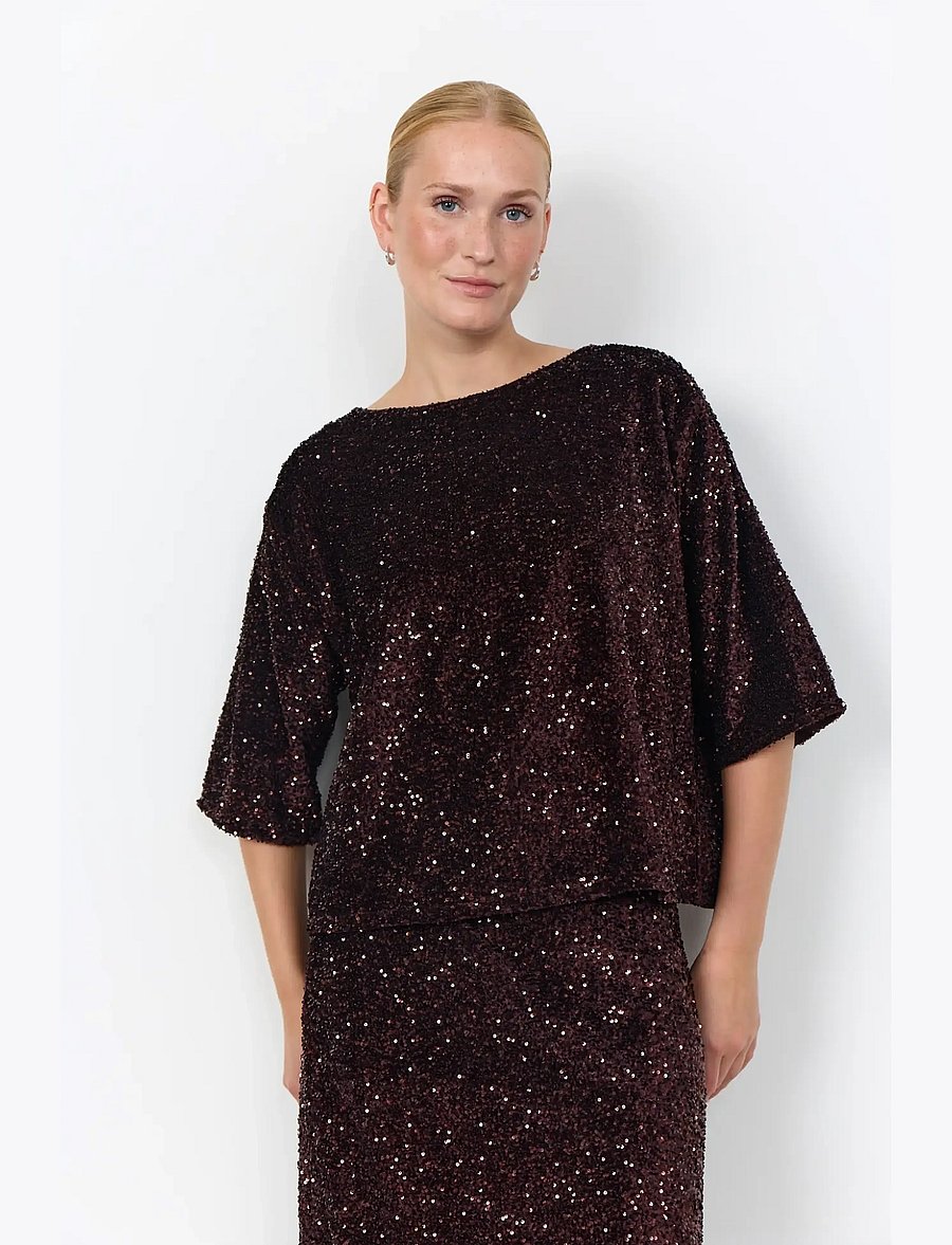 Soyaconcept - SC-JASLEEN - blusen mit dreiviertelärmel - 8980 chocolate plum - 0