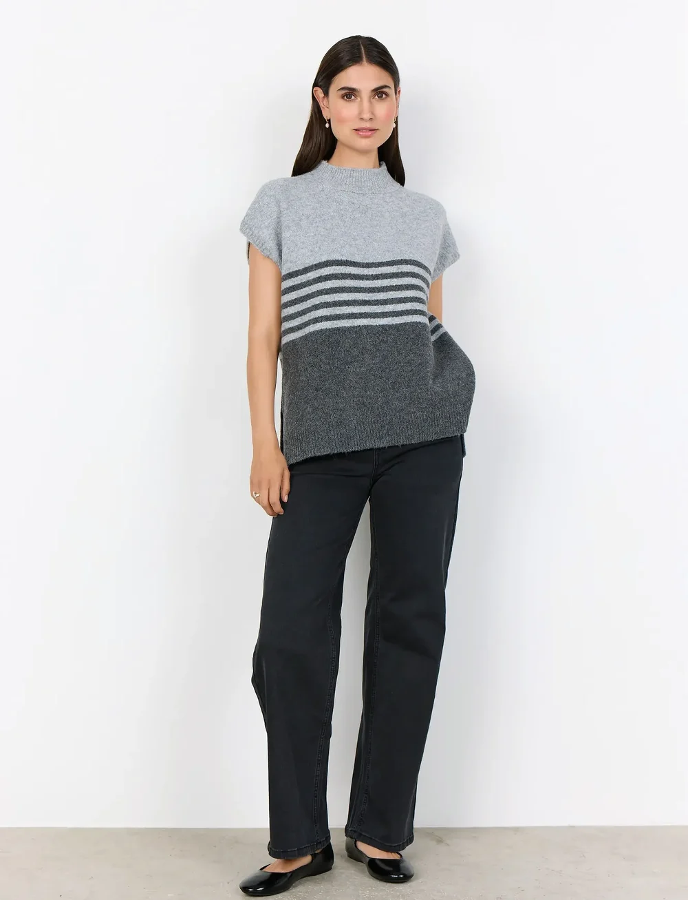 Soyaconcept - SC-SELVI - strikveste - 99870 dark earth melange combi - 4