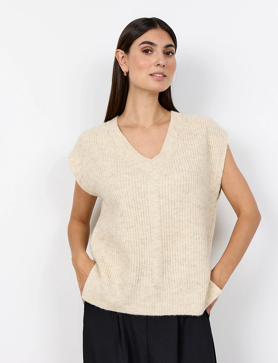 Soyaconcept - SC-GERMAINE - strikveste - 91620 cream melange - 0