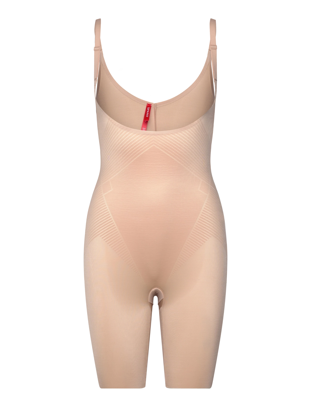 Spanx shape Invisible Open-Bust Mid-Thigh Bodysuit, Kvinder, Shapewear Åben Barm Mellem Lår Bodystocking, Beige, Str: XS