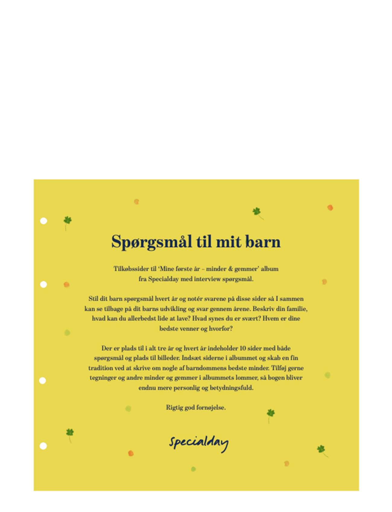 Specialday Spørgsmål Til Mit Barn Tilkøbssider Barnets Bog Mine Første År Album, DANISH, Baby Nursery, Mehrfarbig/gemustert - My First Year, Kinder