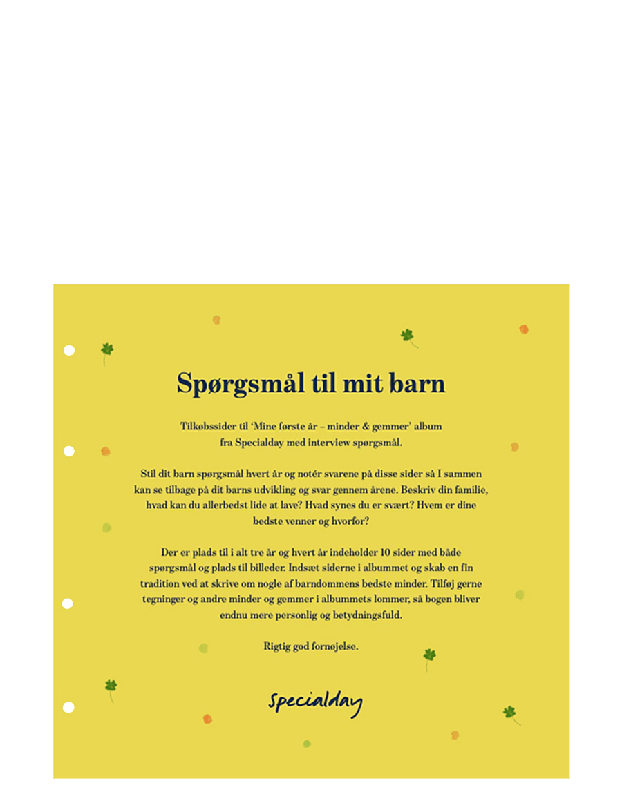 Specialday - Spørgsmål til mit barn Tilkøbssider til Barnets bog Mine Første År album - mein erstes jahr - multi - 0