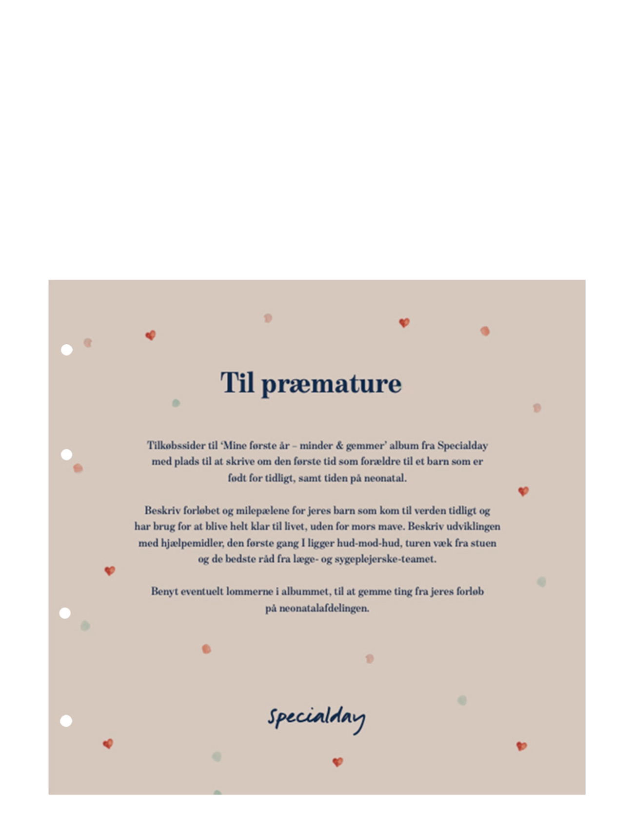 Specialday Præmatursider Til Mine Første År Med Ringbind, DANISH, Cream, Baby Nursery > My First Year, Børn