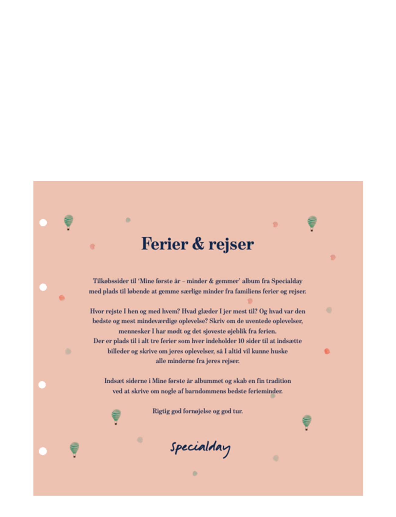 Specialday Feriesider Til Mine Første År Med Ringbind, Børn, Ferieminde Album Sider, Multi/mønstret, Str: DANISH