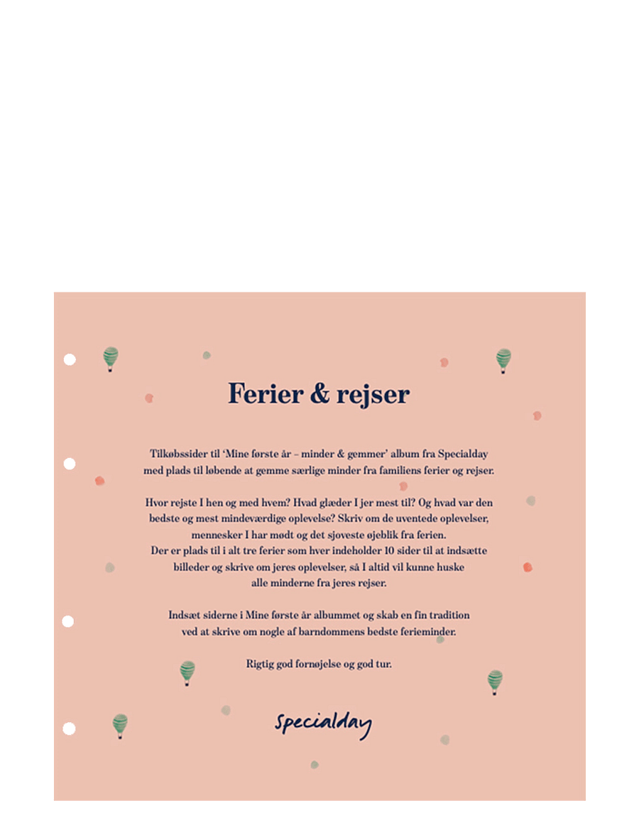 Specialday - Feriesider til Mine Første År med ringbind - mein erstes jahr - multi - 0