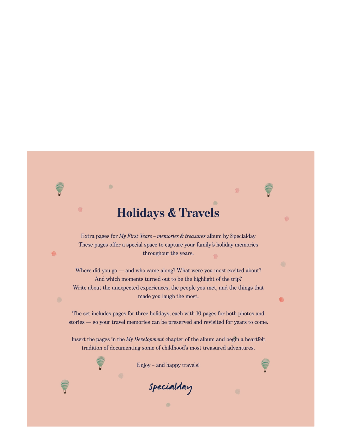 Specialday Holidays & Travels Add-On Pages For My First Years Ringbinder Journal, ENGLISH, Baby Nursery, Mehrfarbig/gemustert - Year, Kinder