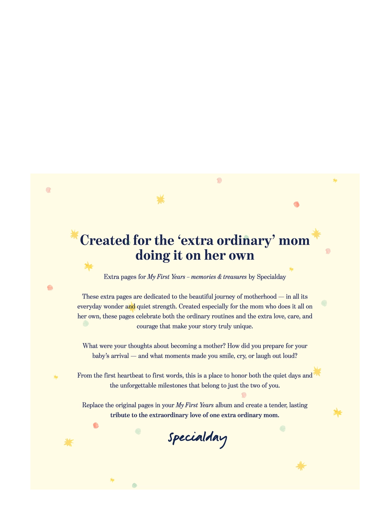 Specialday Extraordinary Mum – Add-On Pages For My First Years Journal With Ringbinder, ENGLISH, Baby Nursery, Creme - Year, Kinder
