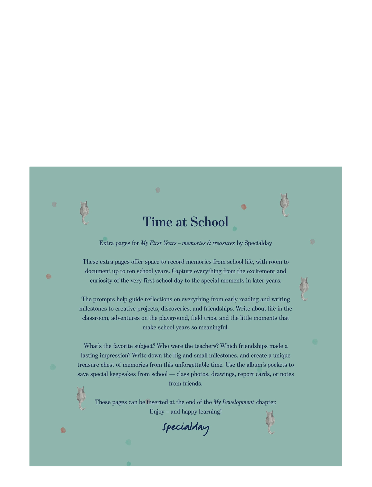 Specialday School Add-On Pages For My First Years Ringbinder Journal, ENGLISH, Baby Nursery, Mehrfarbig/gemustert - Year, Kinder