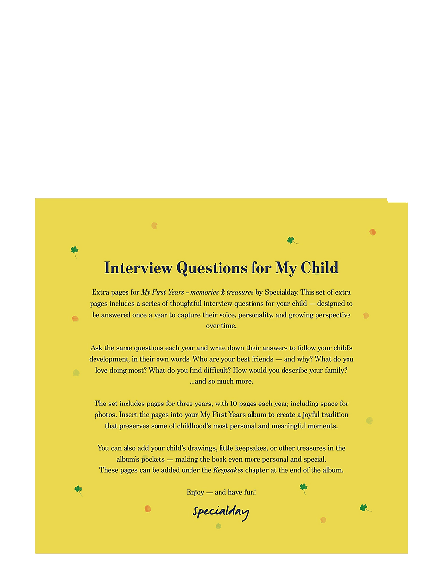 Specialday - Interview Questions for My Child – Add-on Pages for My First Years ringbinder Journal - mein erstes jahr - multi - 0