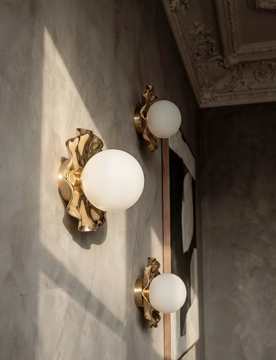 Specktrum - Lea lampe - wandleuchten - golden / opal glass - 0