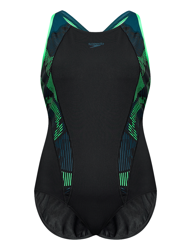 Speedo - Womens Placement Laneback - sport-bademode - black/green - 0