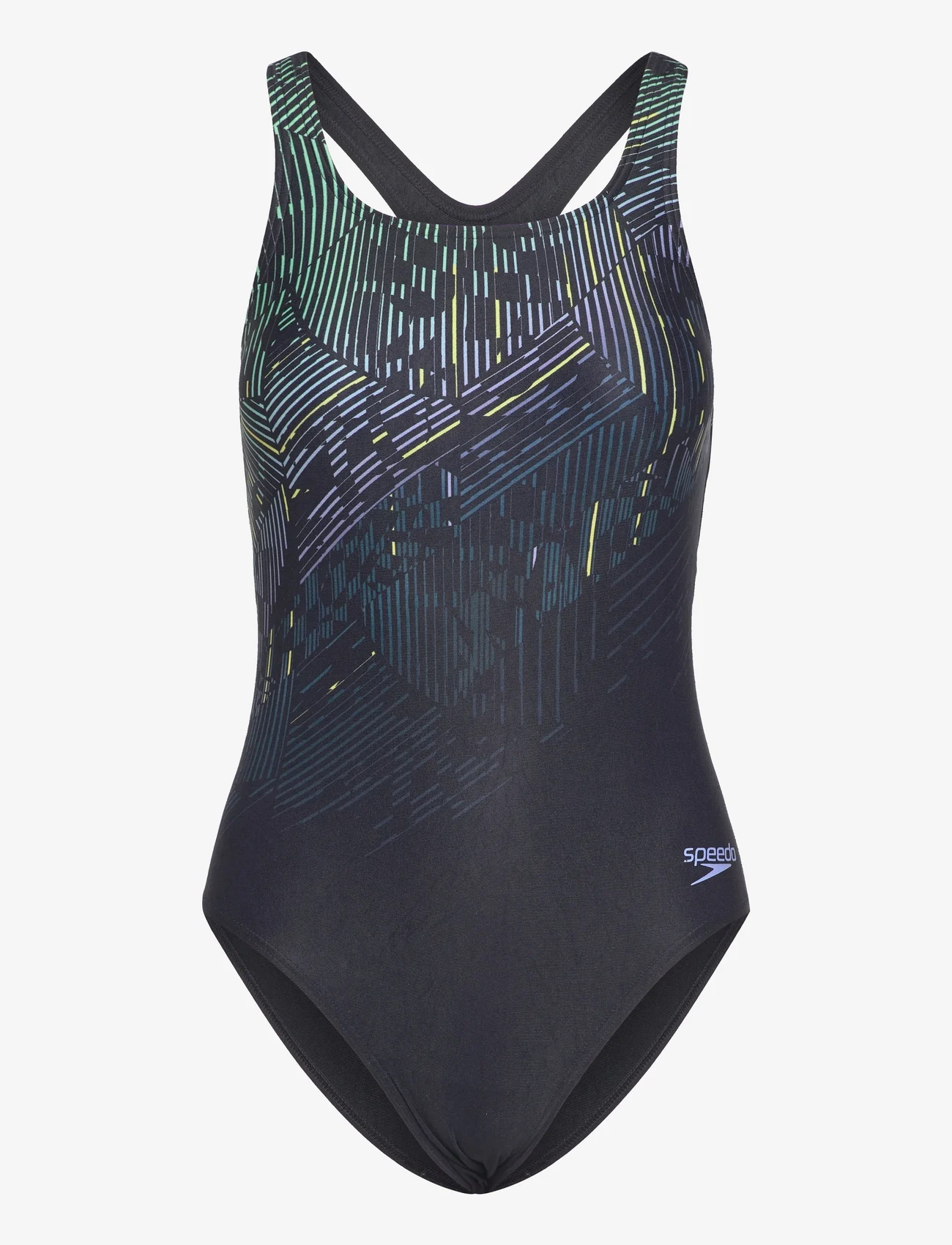Speedo - Womens Digital Printed Medalist - swimsuits - black/green - 0