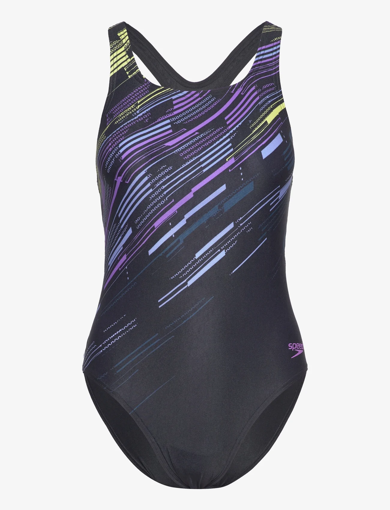Speedo - Womens Digital Printed Medalist - maudymosi kostiumėliai - black/purple - 0