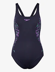 Speedo - Womens Placement Muscleback - swimsuits - navy/purple - 0