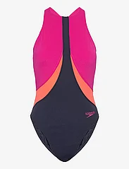 Speedo - Womens Colourblock Highneck Crossback - swimsuits - black/pink - 0