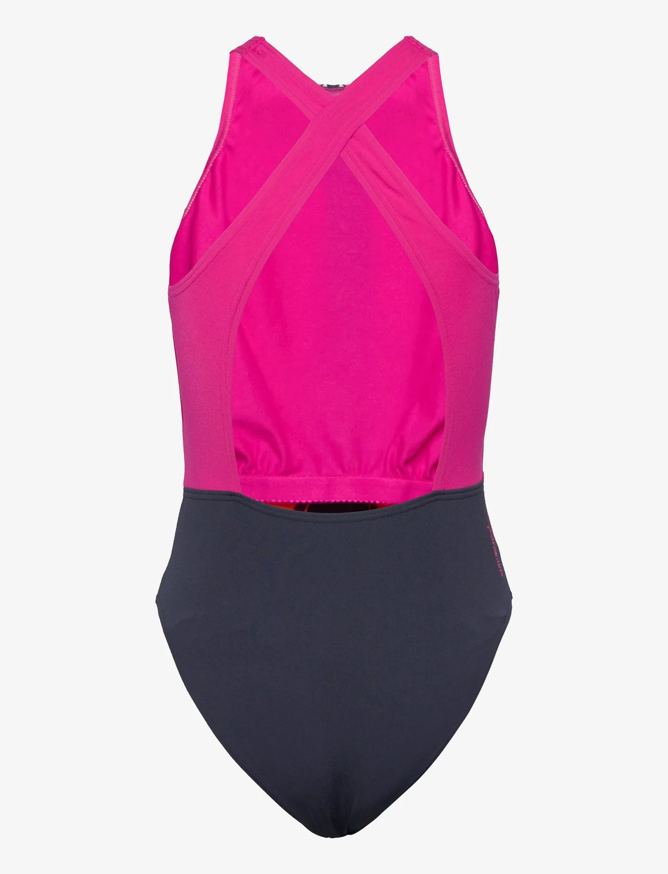 Speedo - Womens Colourblock Highneck Crossback - swimsuits - black/pink - 1