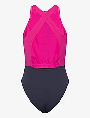Speedo - Womens Colourblock Highneck Crossback - maudymosi kostiumėliai - black/pink - 1