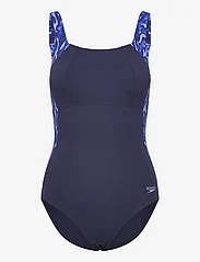 Speedo - Womens Shaping LunaLustre Printed 1 Piece - swimsuits - navy/blue - 0