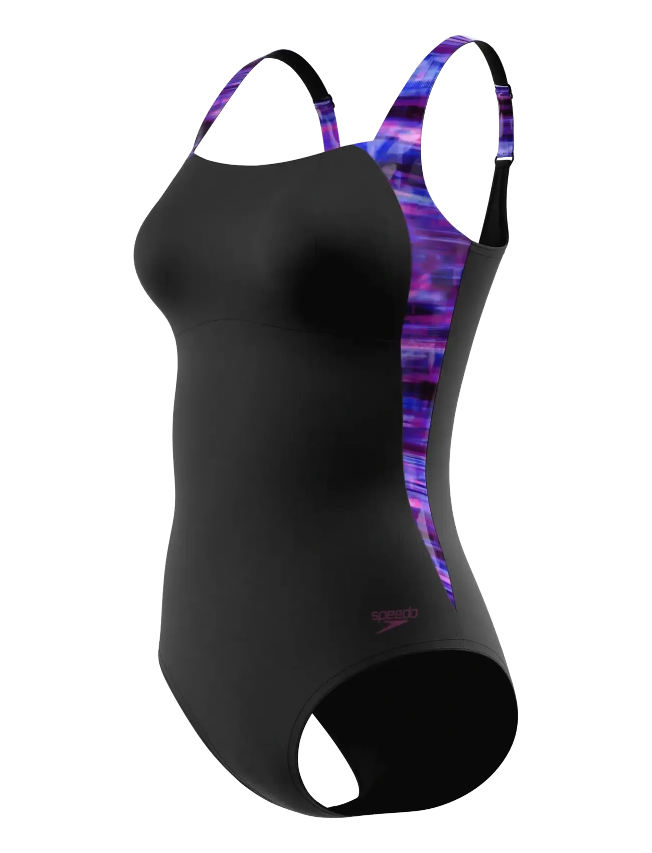 Speedo Print Luna Lustre Swimsuit - Tøj - ANTHRACITE/BERRY COOL/WINEBERRY / black