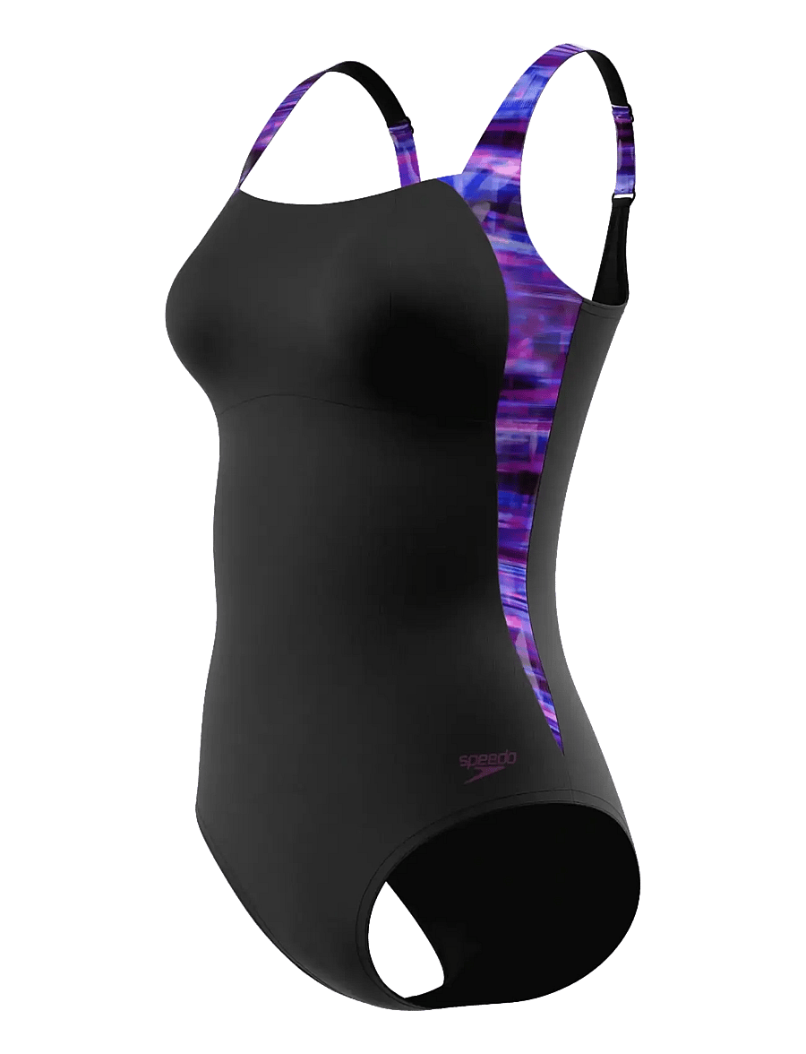 Speedo - Print Luna Lustre Swimsuit - sportsbadetøj - anthracite/berry cool/wineberry - 1