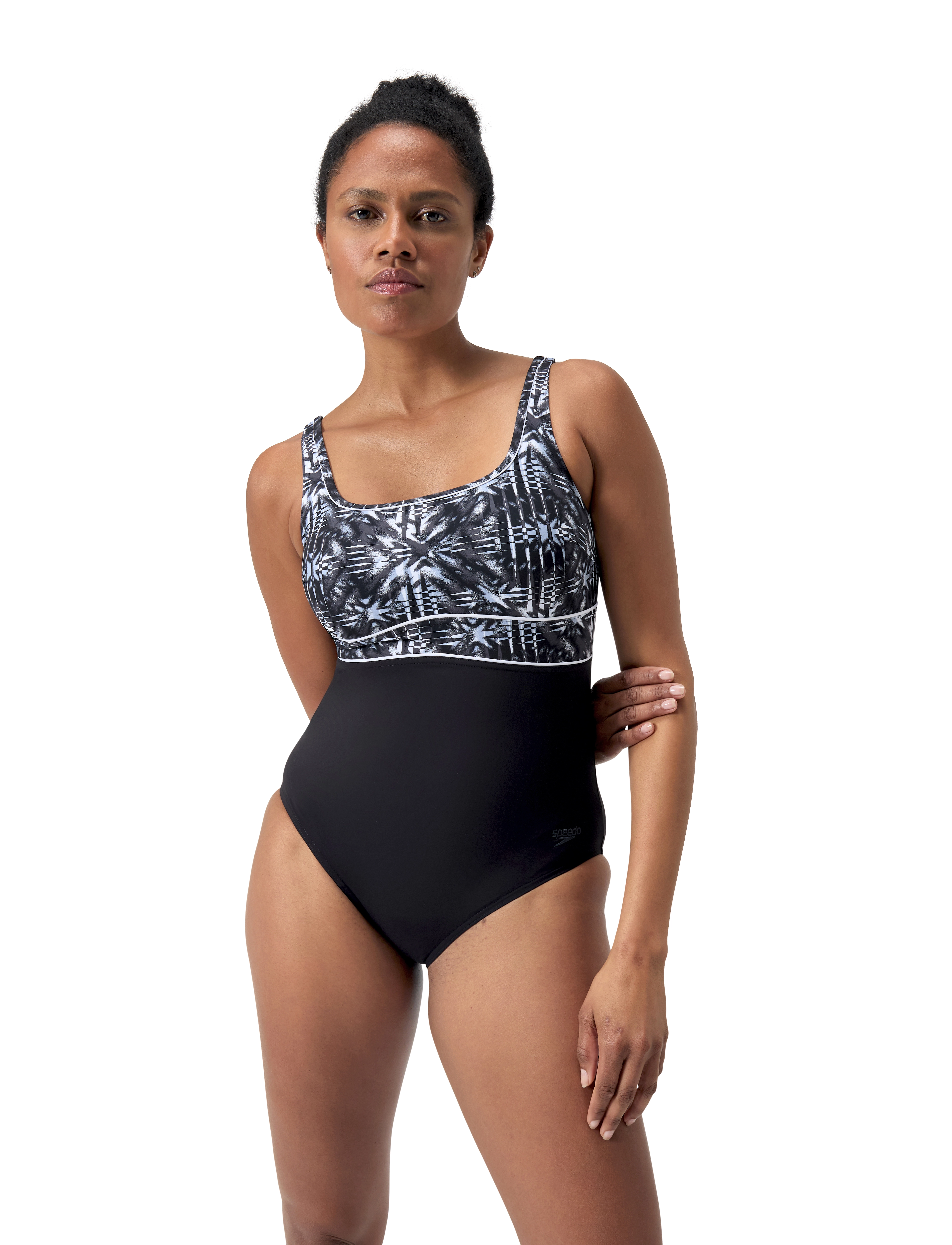 Speedo - Womens Shaping ContourEclipse Printed Swimsuit - badeanzüge - black/grey - 3