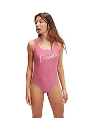 Speedo - Womens Logo Deep U-Back - swimsuits - pink - 2