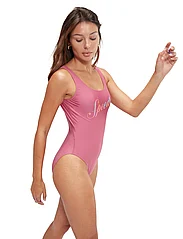Speedo - Womens Logo Deep U-Back - swimsuits - pink - 5