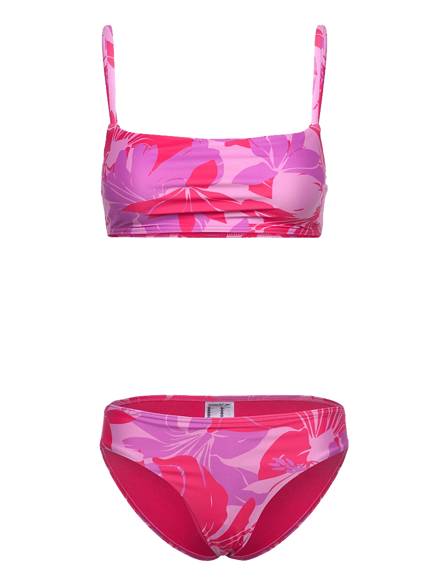 Speedo - Womens Printed Adjustable Thinstrap 2 Piece - sportsbadetøj - dark pink - 0